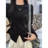 Autumn New Split Hem Long-sleeved T-shirt Women's Slim Inner Bottoming Shirt Black Top