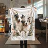 Two Australian Shepherds,pattern Flannel Blanket, High quality Comfortable for All Seasons, Home Decor, Warmth and Comfort, Perfect for Gifts.