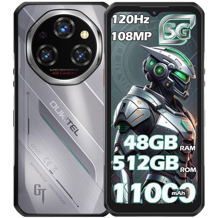 OUKITEL WP62 5G Téléphone Portable 48Go+512Go/2TO 11000mAh Écran 6.6" FHD+ 108MP Android 15 Smartphone Double SIM/NFC/GPS Argent - Very good condition