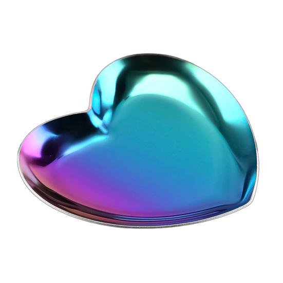 Easy To Clean Smooth Surface Durable Shiny Heart Shape Jewelry Holder Anti-deform Organizer Tea Tray