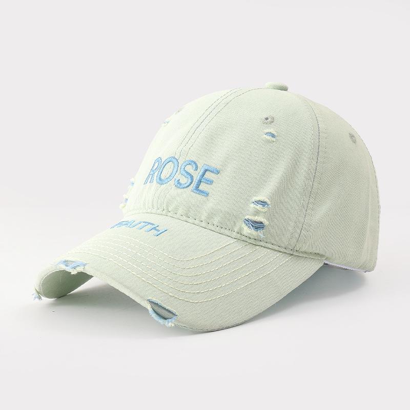 New alphabet embroidered baseball cap ripped hip hop visor children spring and summer fashion versatile cap