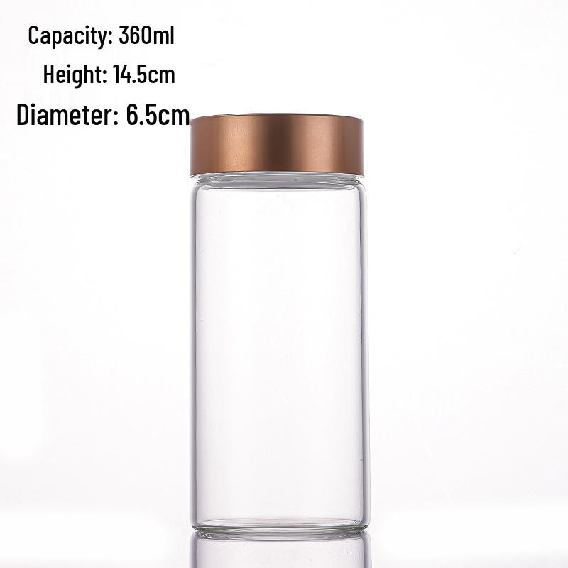 Rose Gold Portable Tea Dispenser - Large Caliber Glass Bottle with Aluminum Cap (65mm), Recyclable and Durable.