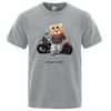 Motorcycle Enthusiast Street Teddy Rider Printed T-Shirt Men Loose Casual Short Sleeves Summer Breathable Tee Cotton Clothing