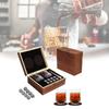 Luxurious Brown Granite Whisky Glasses Set With Whiskey Stones And Wooden Box