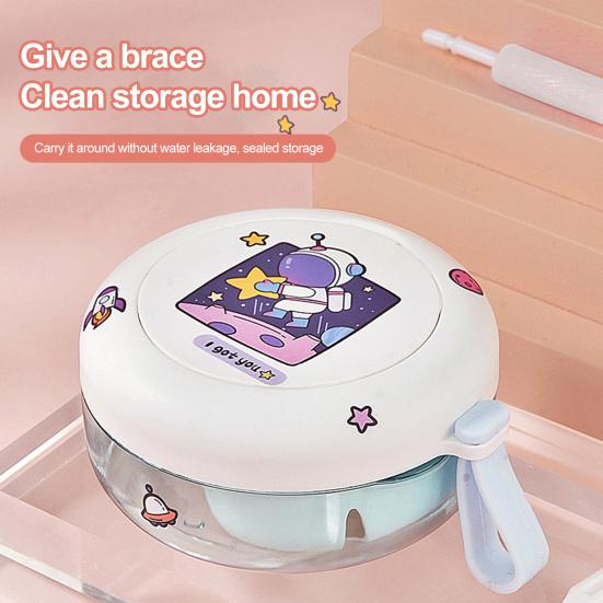 Yousheng Portable Denture Case with Mirror RemovableTray Leak-proof Compact Denture Bath Storage Box for Braces