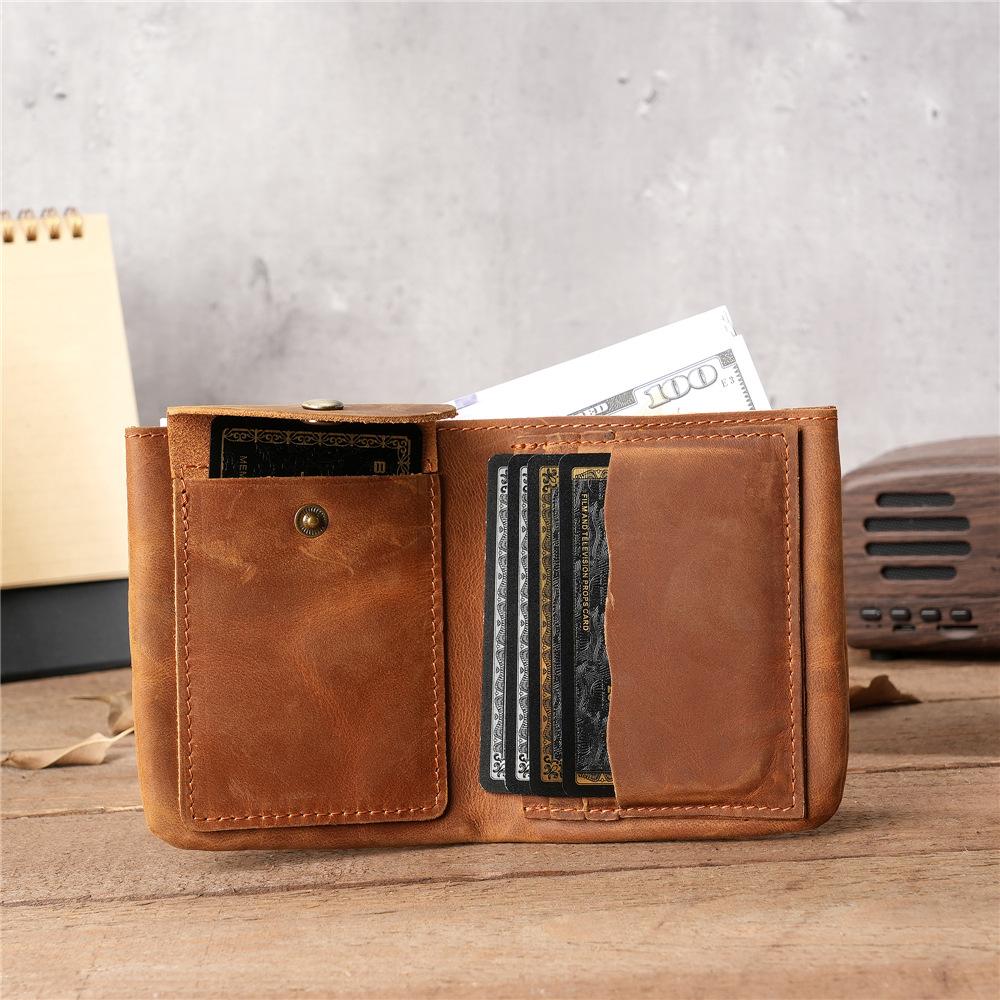 Fashion Genuine Leather Men's Wallet Retro Handmade Short Wallet for Men Durable Real Leather Purse for Men Coin Purse Wallet