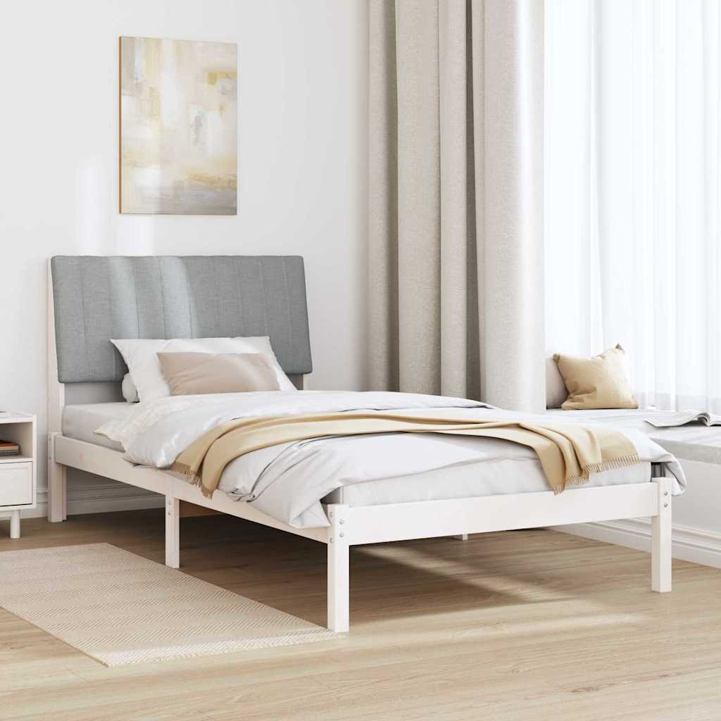 Bed Frame with Headboard White 100 X 200 Cm Solid Pine Wood