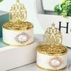 4Pcs Gold Candy Boxes with Lid, Vintage Plastic Round Favor Box for Candy, Chocolate, Small Gift Wedding Birthday Party Bridal Shower