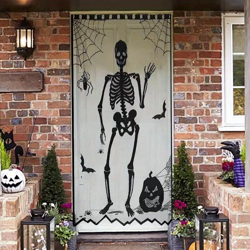 1pc Halloween Decoration Spider Witch Bat Skull Door Curtain Ghost Festival Black Lace Curtain Home Party Decoration