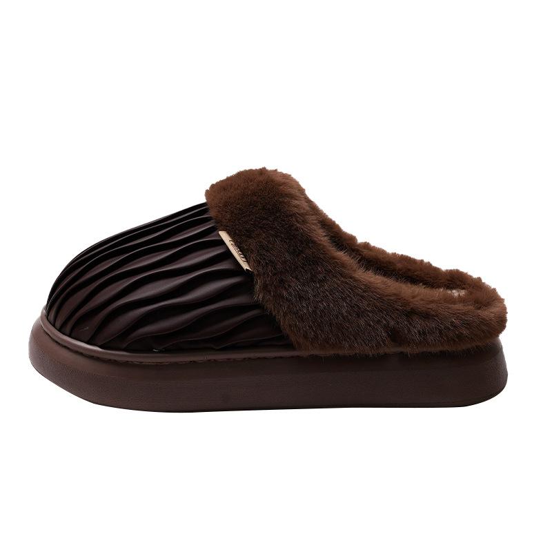 

Водонепроницаемые хлопковые тапочки зимние домашние комнатные нескользящие и водонепроницаемые 2025 новые домашние плюшевые тапочки 38 /39 [Suitable for 37-38 feet] кофейный