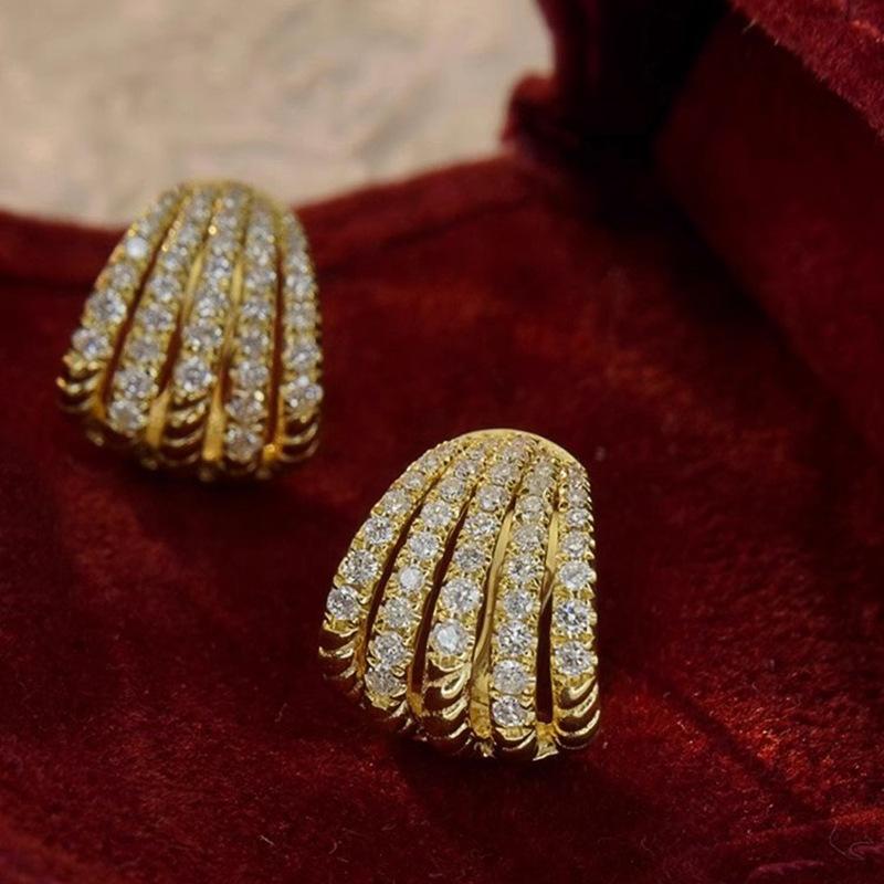 Exquisite Sweet Cool Street Pography With Zircon Inlaid Women'S Ear Buckle Shining Sweet Fashion Simple Accessories