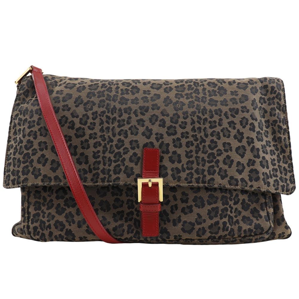 

FENDI Leopard Pattern Shoulder Bag Leopard Pattern Brown / red canvas Leopard Women Used