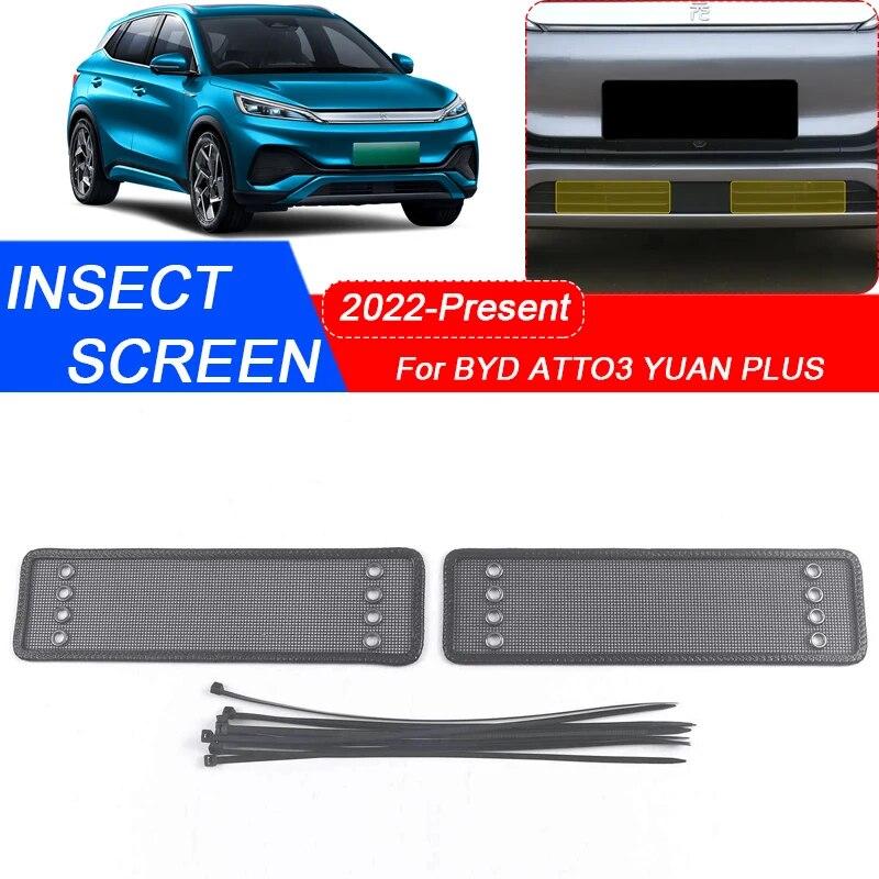 2pcs Car Insect-proof Air Inlet Protection Cover Insert Vent Racing Grill Filter Net Accessory For BYD ATTO 3 YUAN PLUS2022-2025