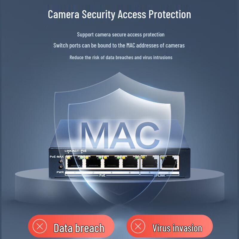 HIKVISION 6-Port Gigabit Managed PoE Switch CN Plug (adapter Included)