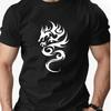 Men'S Summer Casual Short-Sleeve T-Shirt with a Dragon Design