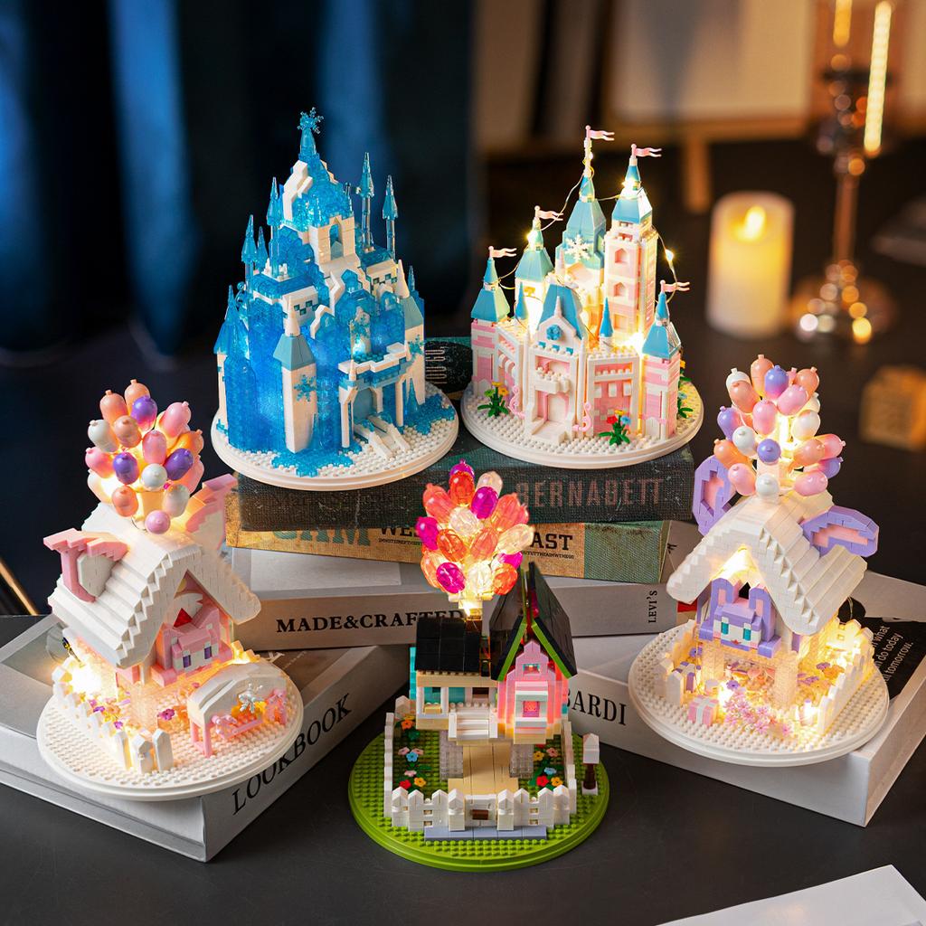 Princess Castle Sakura Tree House Micro Grade Lauding Building Block Girl Puzzle