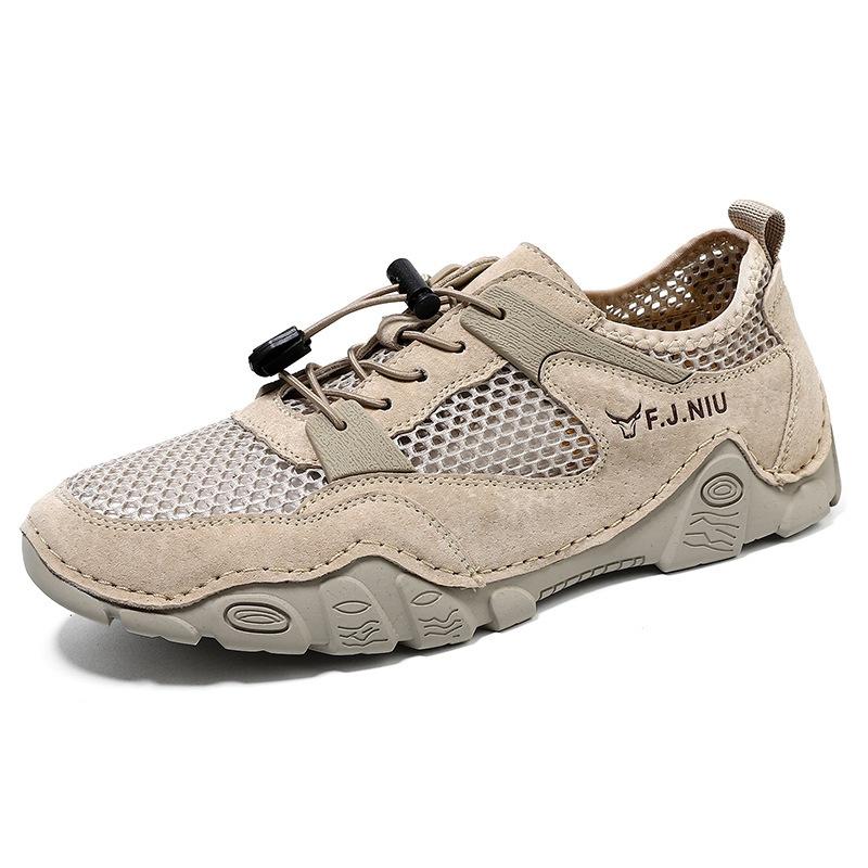 

New mesh shoes men s 2025 live broadcast summer breathable leather mesh men s casual shoes hollow mesh shoes 46