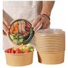 100 Disposable Bowls, Disposable Lunch Boxes with Lids, Paper Kraft Paper, Microwave-Safe, Round, 750ml, with Lids, for BBQs, Commercial Use, Food Con