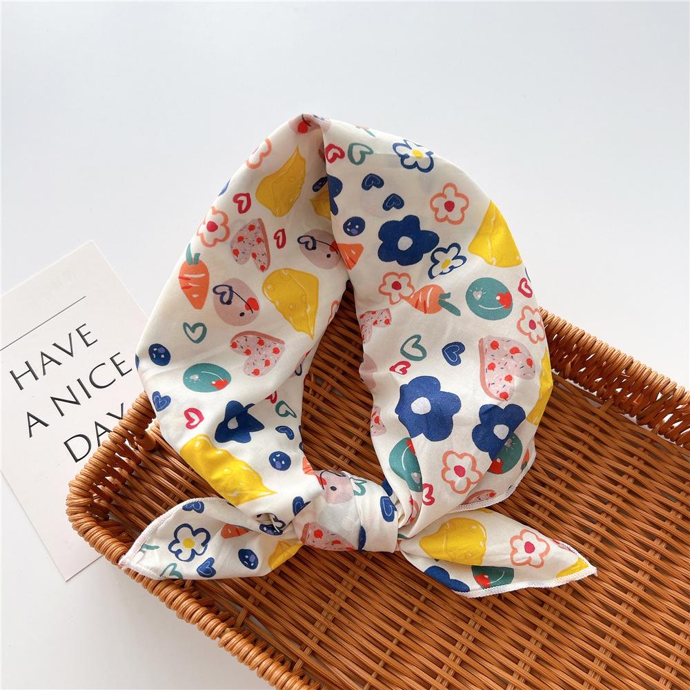 Cotton And Linen Small Square Scarf Silk Scarf Women'S Spring And Autumn New Style Artistic And Versatile Fashionable Temperament Headband Scarf