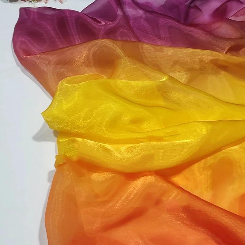 Wide 150cm Shiny Gradient Organza Fabric Glossy Thin Gauze Voile Fabric Diy Sewing Dress Hanfu Stage Costume Crafts Background