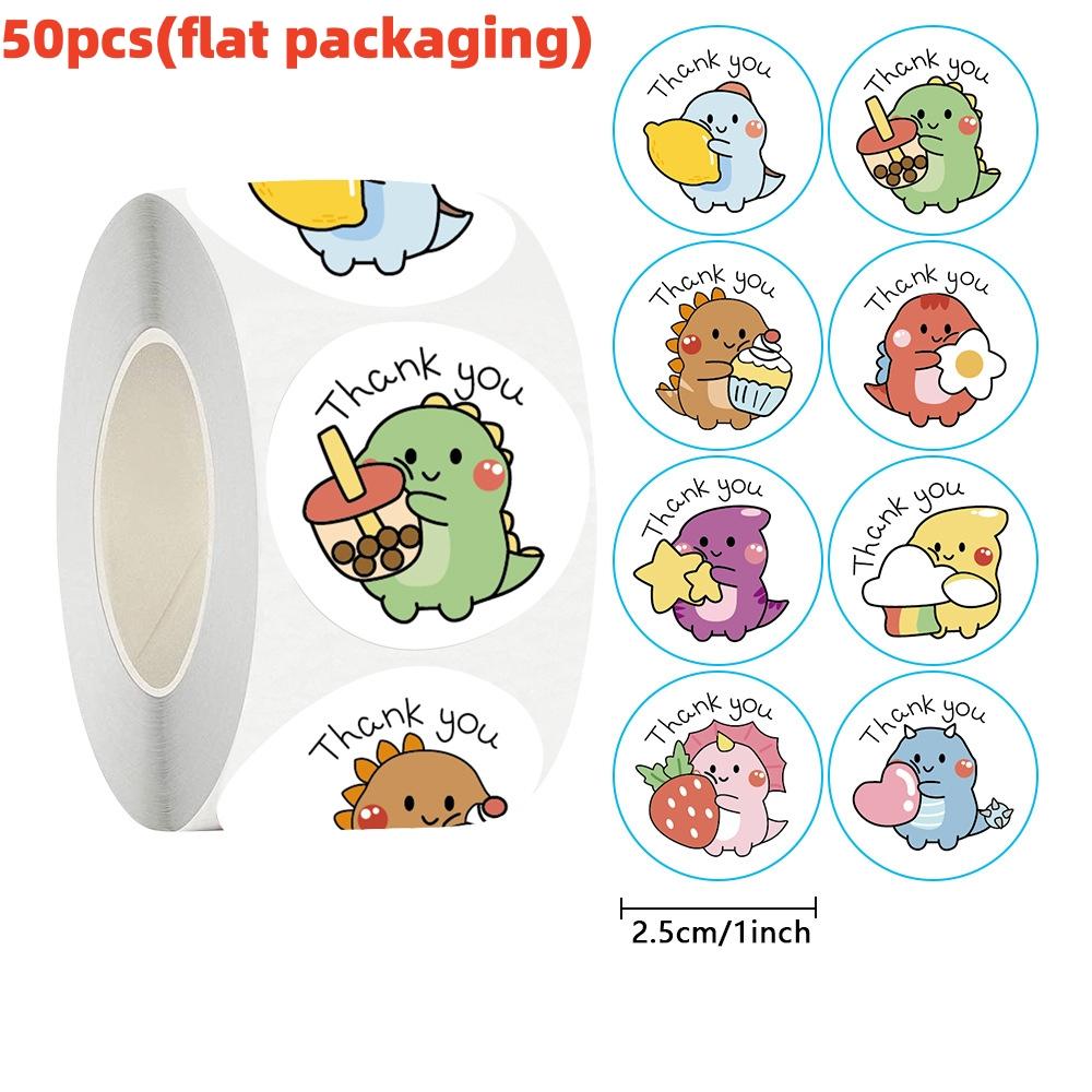 50 100500Pcs 1 Inch Thank You Stickers Cartoon Dinosaur Labels For Packaging Baking Labels Gifts Seal Decor Children'S Stickers
