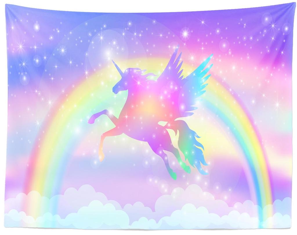 Unicorn Print Tapestry Wall Hanging Cute Cartoon Unicorn Tapestry Asthetic Home Decor Tapestry Wall Hanging for Kids Girls Room