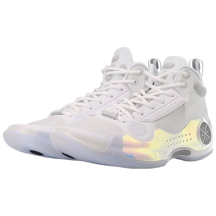 New LiNing Way Of Wade 10 Cushioning Anti Slip And Wear Resistant Coverage Support Mid Top Basketball Shoes Standard White ABAS075-2