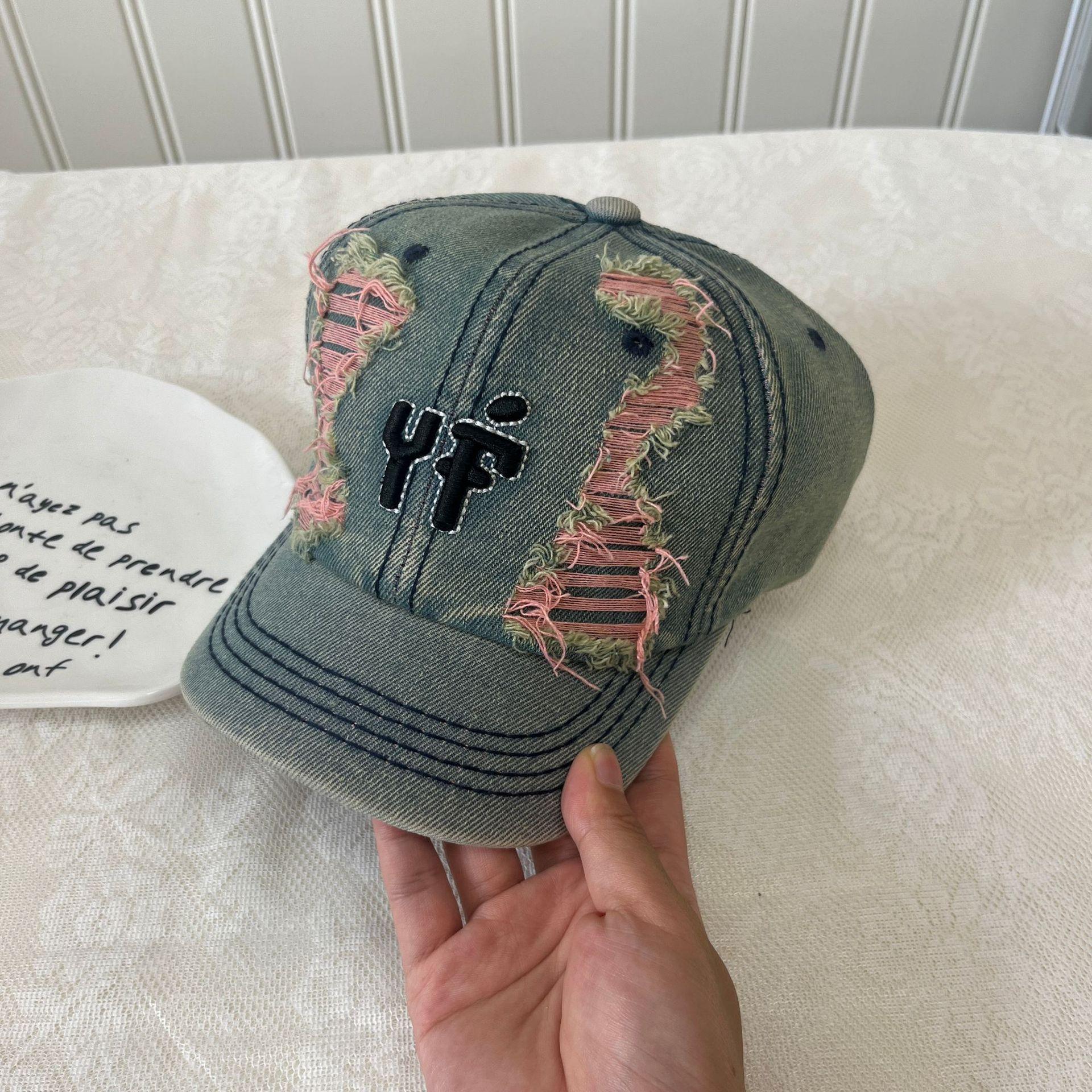 

Spring and Autumn Hat Women s Fashion Personality Washed Hole Baseball Cap Men s and Women s Street Cowboy Couple Cap M（56-58cm）