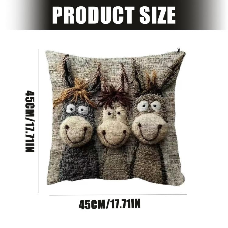 Fun Donkey Embroidered Soft Plush Pillow Cover for Home Decoration Comfortable Use Living Space