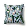 Polyester Pillowcase Nordic Ins Style Plant Flower Print Peach Leather Velvet Pillowcase Car Waist Cushion Cover
