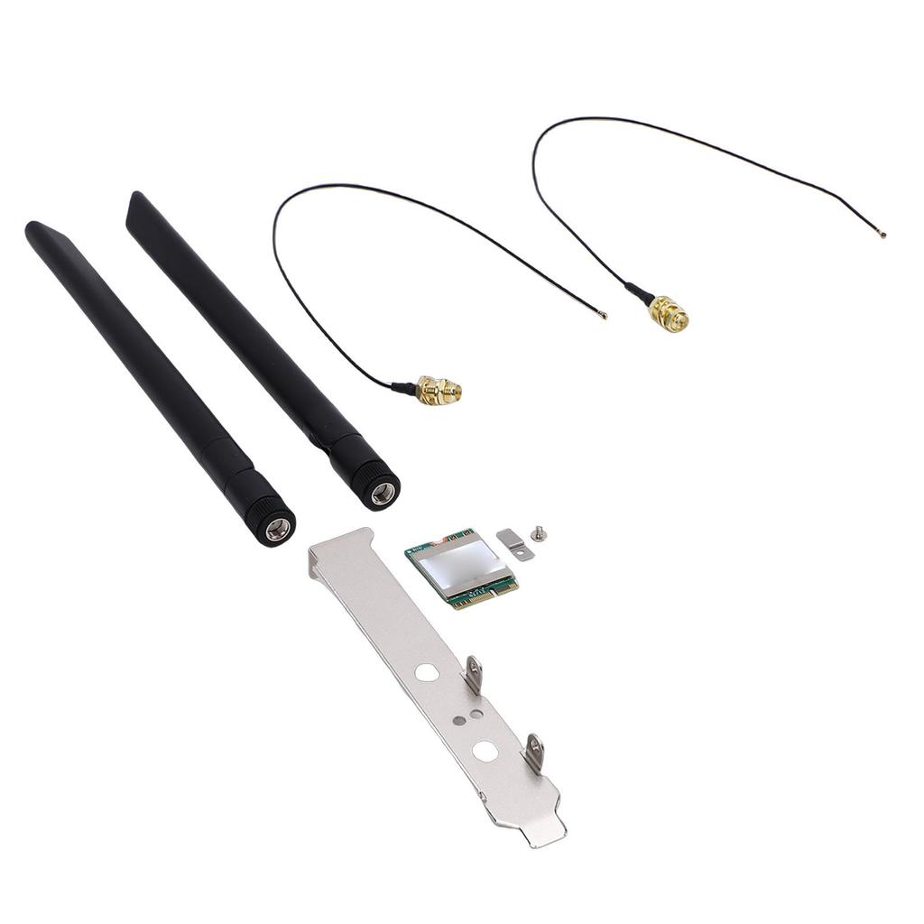 WiFi 6E Card with Dual 8DB Antennas 2.4GHz 5GHz NGFF M.2 Laptop Network Adapter 1800Mbps Plug and Play Support for