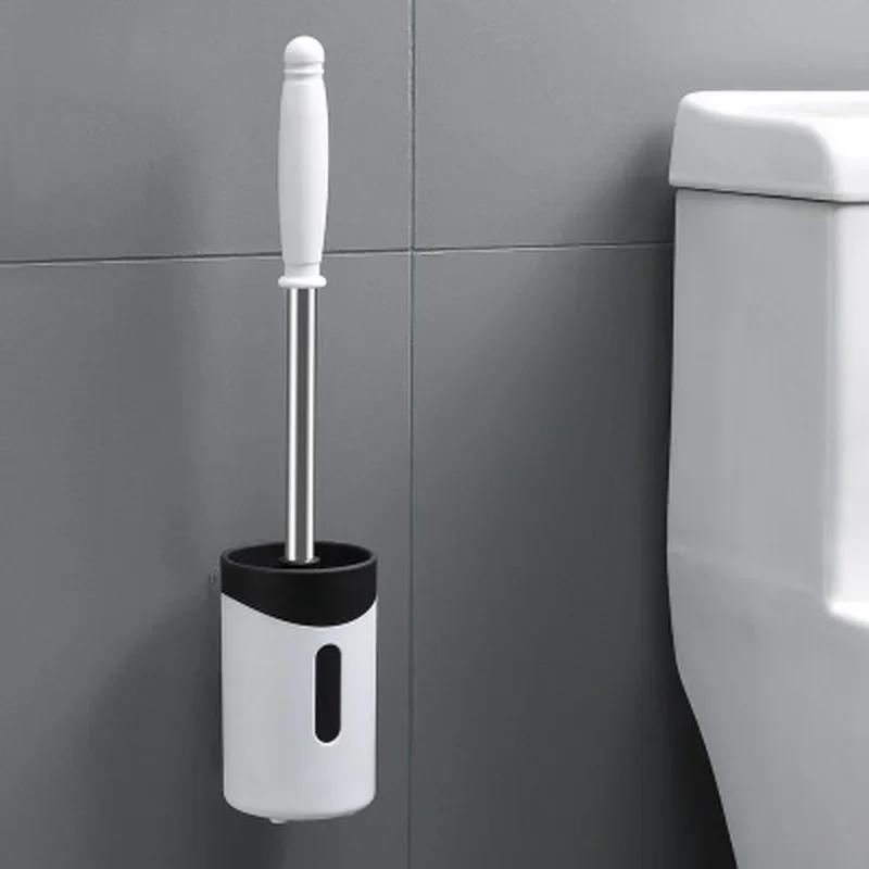 Stainless Steel Long-Handled Brush With Base Toilet Brush Set Toilet No-Punch Wall Hung Toilet Washer
