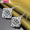 925 Sterling Silber Quadratischer geometrischer Tropfenohrring-Schmuck