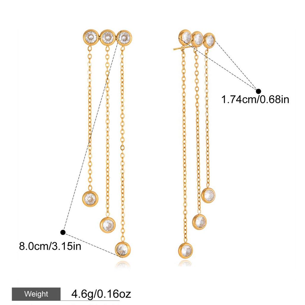 Yori High Quality Stainless Steel Cubic Zirconia Chain Tassel Earrings Prevent Allergy Fashion Autumn Winter Jewelry 2026