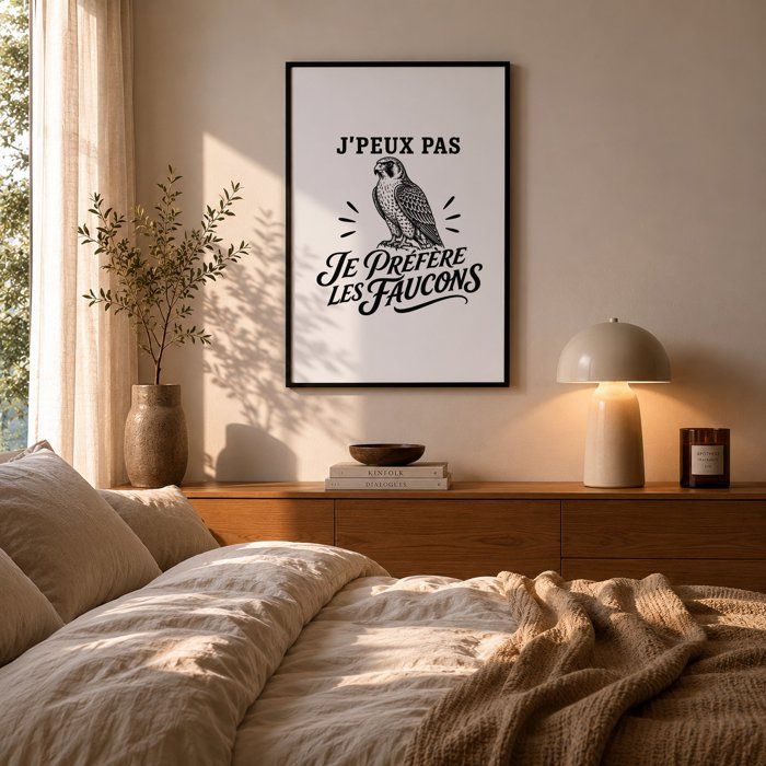 Poster J’peux pas je préfère les Faucons J'peux pas minimaliste | Affiche Papier Photo 310 g Finition Perlée Format Taille A4