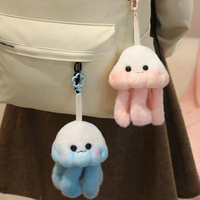 Cute Jellyfish Backpack Keychain, Soft Plush Pendant for Purse, Marine Animal Keyring for Girls Women, Aquarium Souvenir Gift