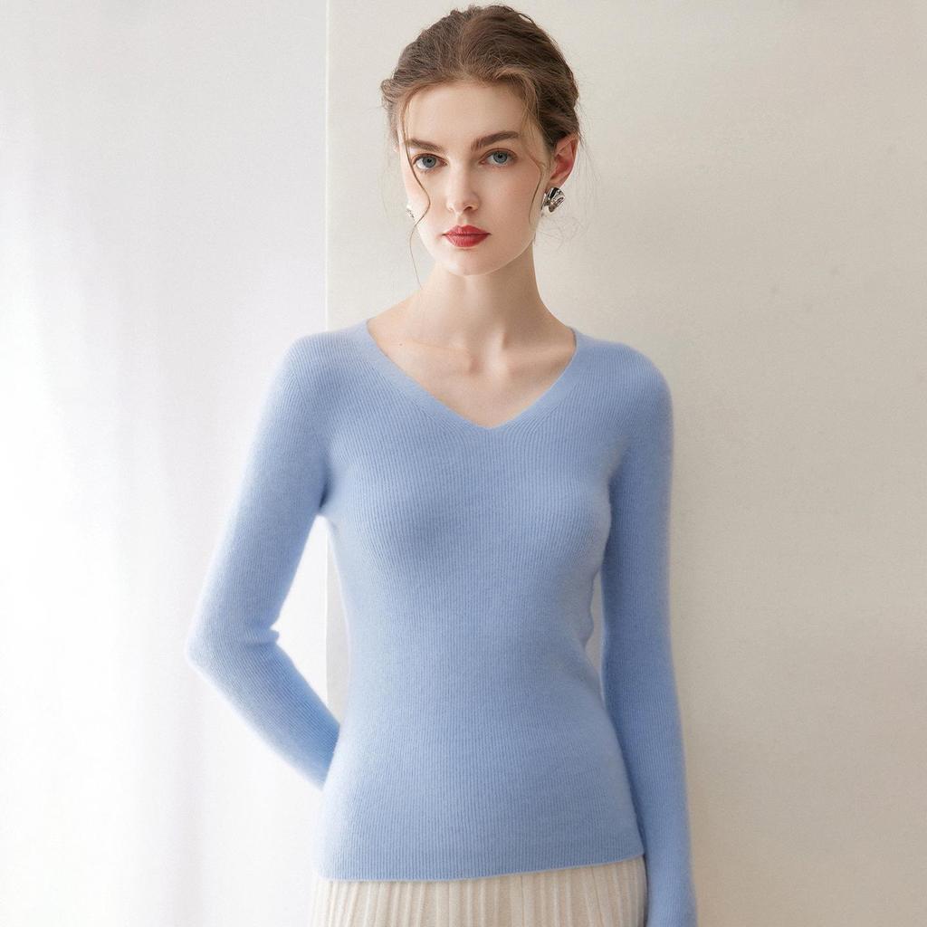 Damen Kaschmir V-Ausschnitt Langarm Pullover für Herbst/Winter