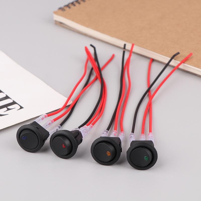 12V/20A LED Light Boat Switch Round Cat-eye Car Modified Switch PlugSpring With Wire
