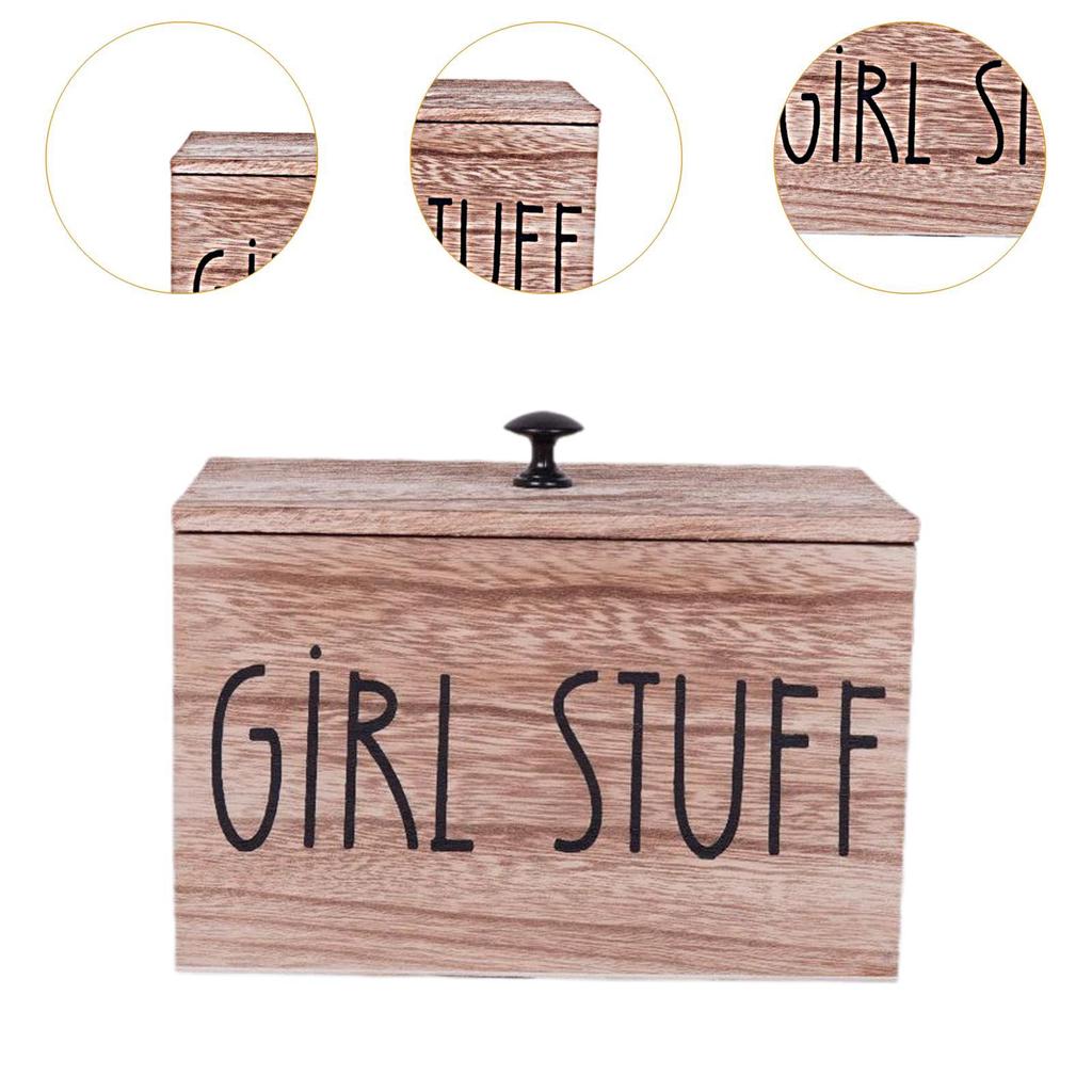 Wooden Household Storage Box Jewelry Box Bathroom Essentials Wooden Cotton
