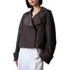 Solid Color Short Collar Jacket Women Jackets Iron-Brown 40WK546-BAY