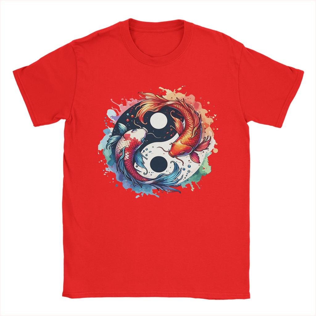 Yin Yang Koi Fish Tshirt Beach Y2k Funny Tshirts Cotton Hip Hop Tshirt For Unisex Shortsleeve Casual Tees