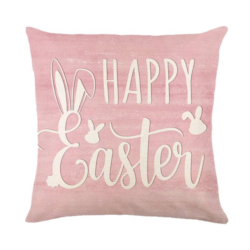 Happy Easter & Hunny Bunny Pillow Case Set Pastel Floral Cushion Covers for Living Room Holiday Decoration