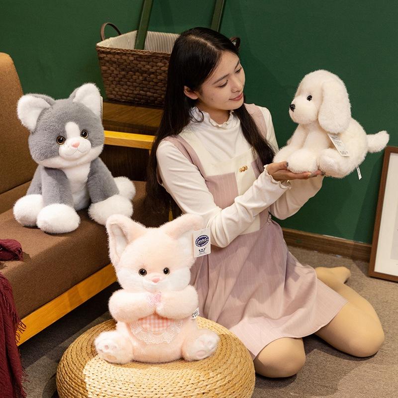 New Meigehai Hello Animal Series Cute Plush Doll Doll Riss Fox White Puppy Soothing Gift