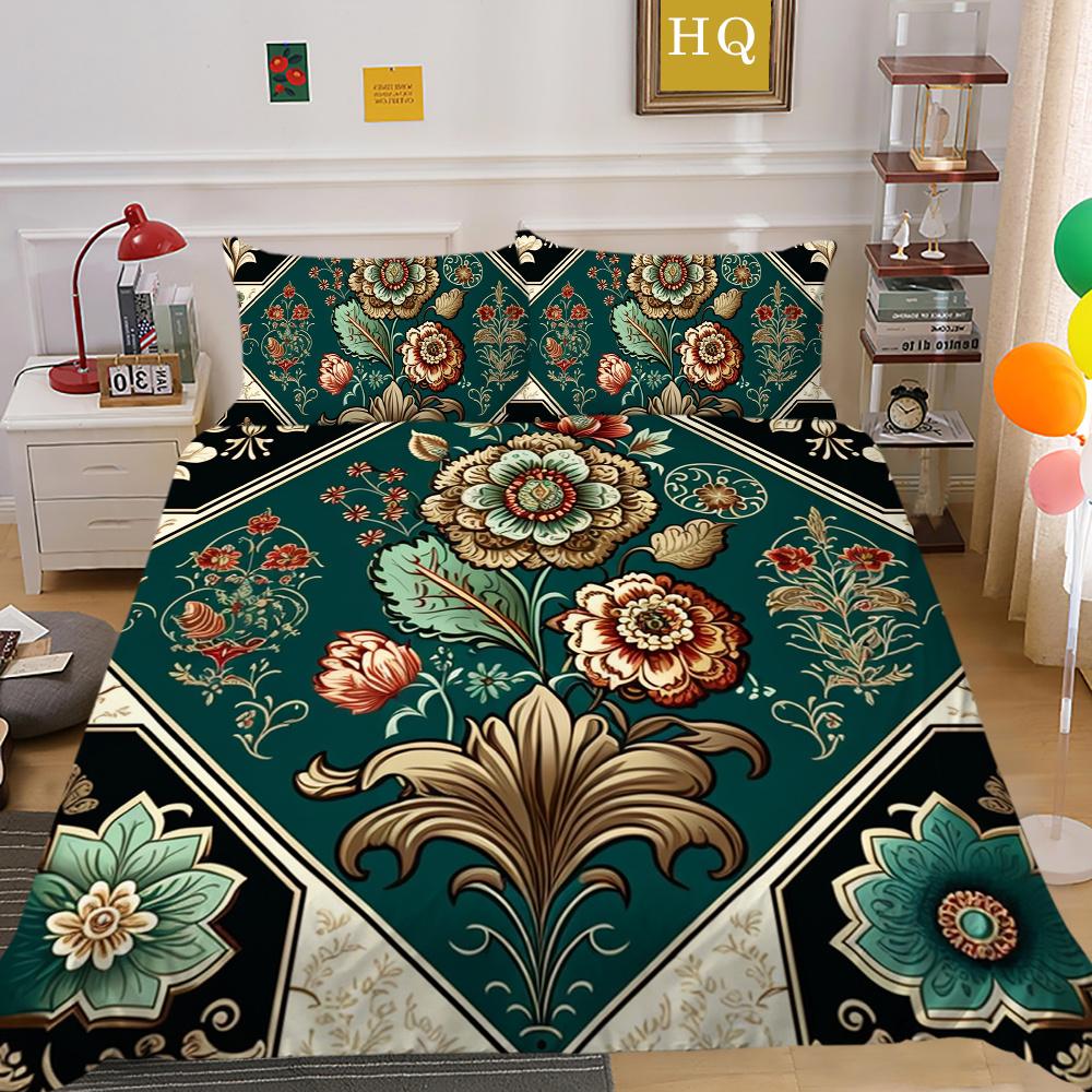 Set Biancheria da Letto per la Casa Lusso Fiore Stampa 3D Copripiumino Set Copripiumino Donna Regina Poliestere Copriletto