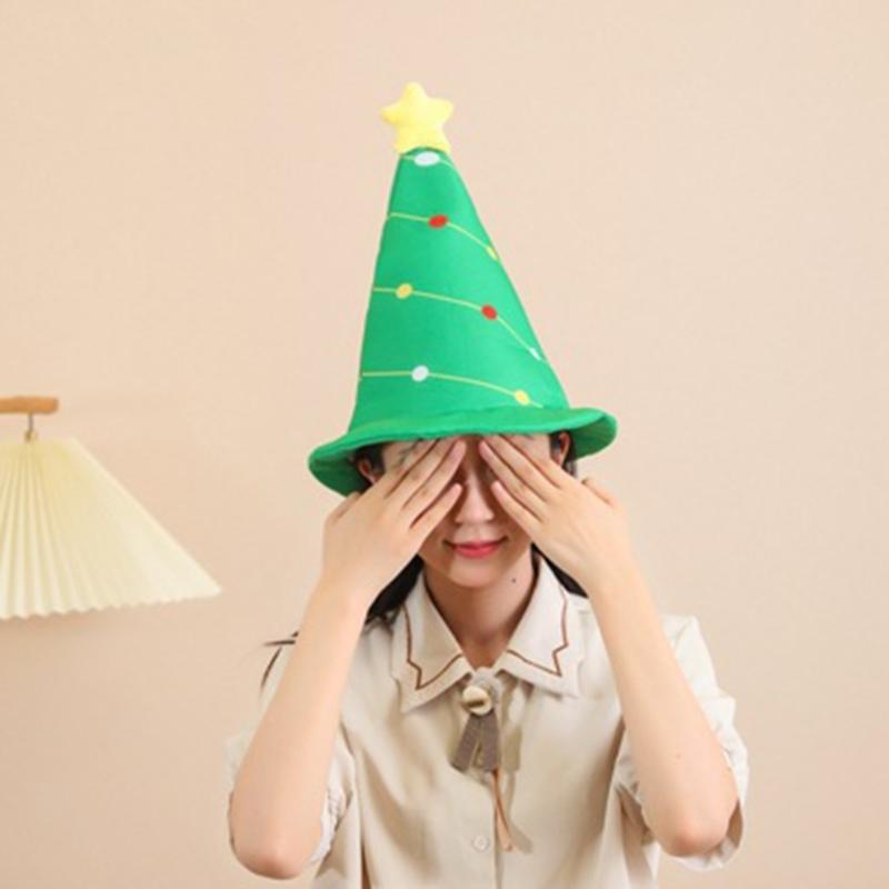 Portable Holiday Christmas Tree Costume Hat with Festival Ornament Comfort Fits for Parties Supplies Home Accessory