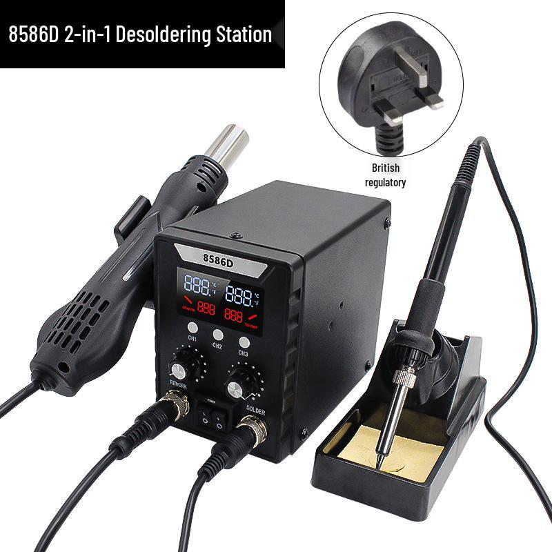 8586D Dual-Function Soldering Station: High-Power Hot Air & Electric Iron for Constant Temperature Desoldering & Mobile Repair.