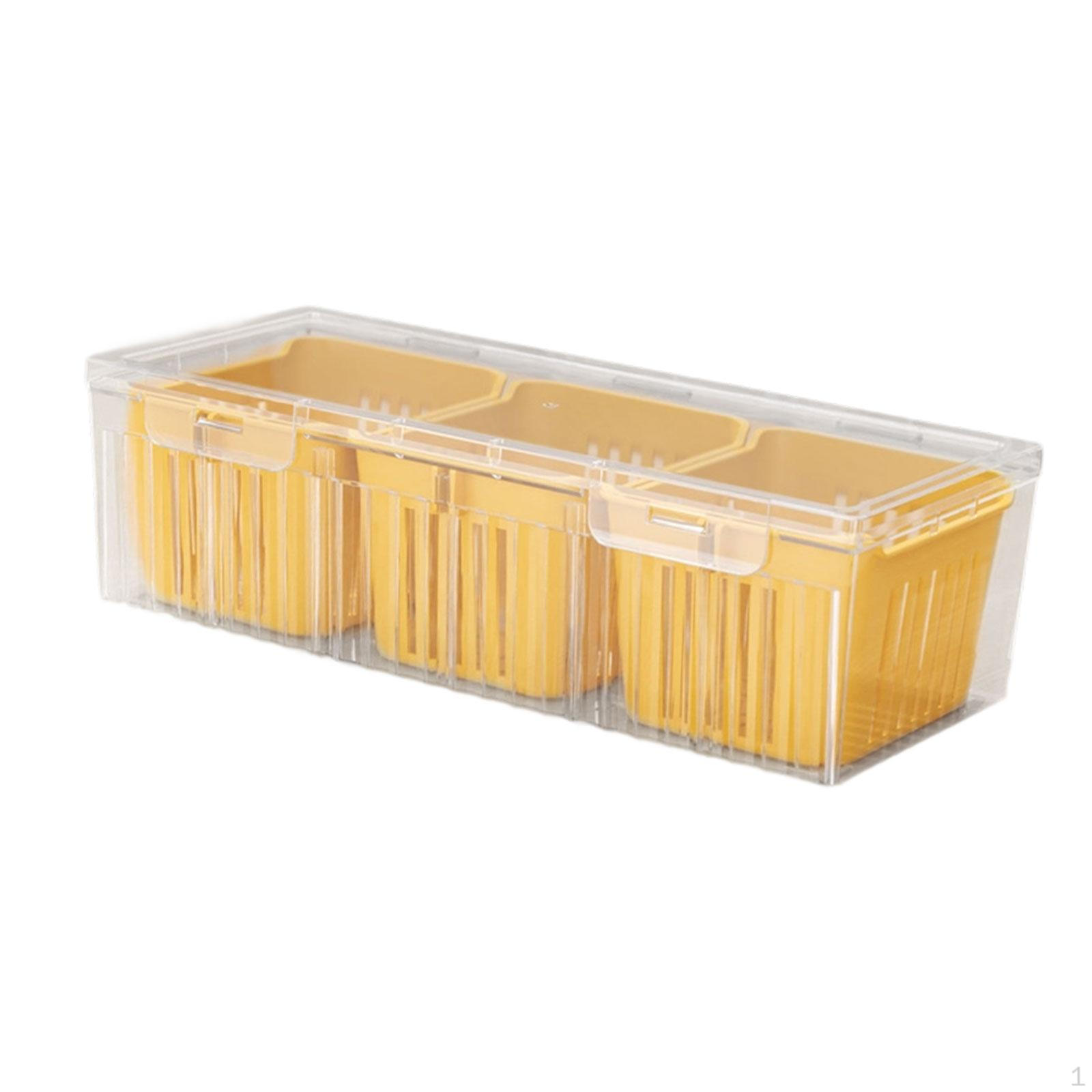 

Разделенный поднос для сервировки Контейнер для хранения продуктов Органайзер для холодильника Лоток для приготовления еды жёлтый