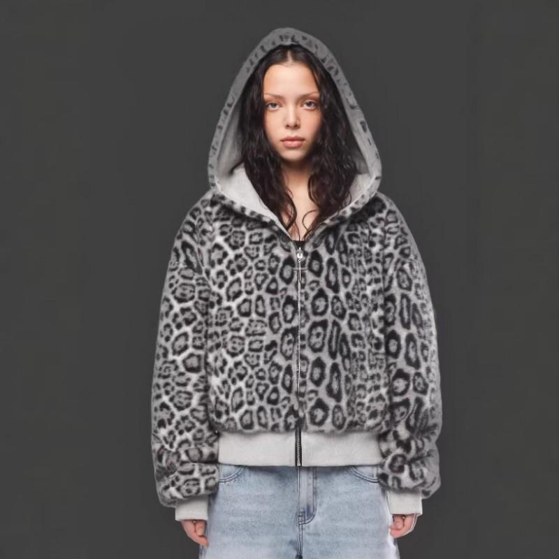 Oboustranná fleecová mikina s kapucí a zipem Oversized Streetwear Mikina Dámská