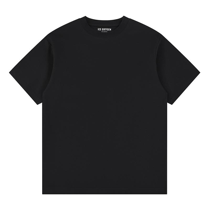 Double-sided Cool Feeling Anti-wrinkle Three-pin Solid Color Shoulder-fall Base Short-sleeved T-shirt for Men and Women