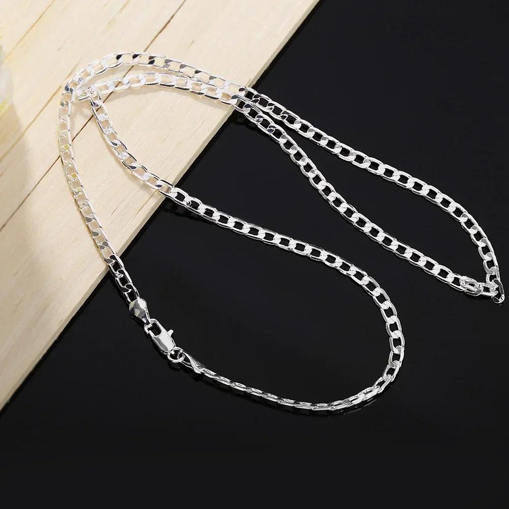 Men's 925 Sterling Silver Necklace 2/4/6/8/10/12MM 40-75cm Chain Lobster Clasp Man And Women Engagement Jewelry